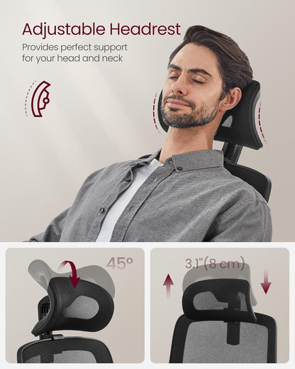 Ergonomic High Back Mesh Office Chair with Adaptive Lumbar Support, Adjustable Headrest, Flip-Up Armrests and Tilt Function for Home Office Ink Black OBN040B21 - with | Sold by Uncle Wiener's Wholesale