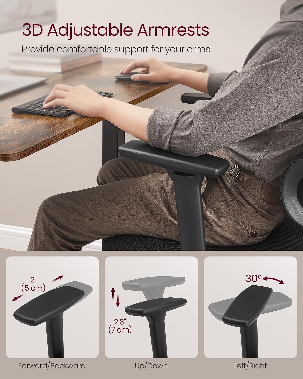 Ergonomic High Back Mesh Office Chair with Adjustable Lumbar Support, 3D Headrest, 3D Armrests and Reclining Tilt Function for Home Office Ink Black OBN070B21 - with | Sold by Uncle Wiener's Wholesale