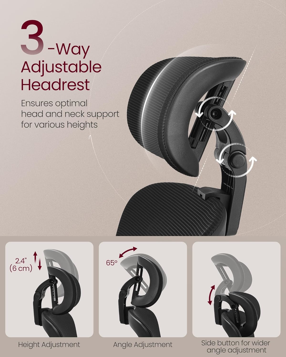 Ergonomic High Back Mesh Office Chair with Adjustable Lumbar Support, 3D Headrest, 3D Armrests and Reclining Tilt Function for Home Office Ink Black OBN070B21 - with | Sold by Uncle Wiener's Wholesale