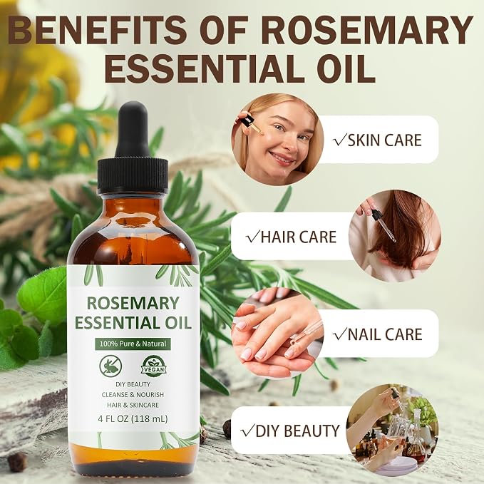 Essential Oil – 4 fl oz / 118 mL Pure Aromatherapy Oil for Diffusers, Humidifiers, Candle Making, Massage and DIY Projects - Home products with Rosemary | Sold by Uncle Wiener's Wholesale
