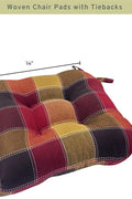 Essentials Harris Plaid Set of Four (4) Chair Pad Seat Cushions (Red) - Comfortable, Indoor, Dining Living Room, Kitchen, Office, Den, Washable, Fabric Ties, Spice, 4 Piece - with | Sold by Uncle Wiener's Wholesale