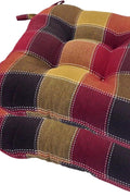 Essentials Harris Plaid Set of Four (4) Chair Pad Seat Cushions (Red) - Comfortable, Indoor, Dining Living Room, Kitchen, Office, Den, Washable, Fabric Ties, Spice, 4 Piece - with | Sold by Uncle Wiener's Wholesale