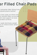 Essentials Harris Plaid Set of Four (4) Chair Pad Seat Cushions (Red) - Comfortable, Indoor, Dining Living Room, Kitchen, Office, Den, Washable, Fabric Ties, Spice, 4 Piece - with | Sold by Uncle Wiener's Wholesale