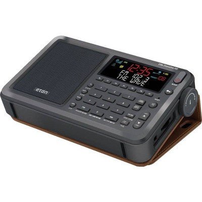 Eton Elite Executive Radio: Portable AM/FM Clock Radio with Built - In Antenna &38; 3.5mm Jack, Gray - with Dimensions (Overall): 2 Inches (H) x 5 Inches (W) x 11 Inches (D) | Sold by Uncle Wiener's Wholesale