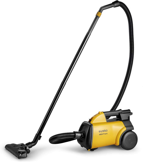 Eureka Mighty Mite Corded Canister Vacuum Cleaner, Lightweight Bagged Vacuum Cleaner Household for Carpets and Hard Floors, Yellow, 3670M w/ 5 Dust Bags - with | Sold by Uncle Wiener's Wholesale