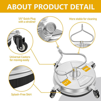 EVEAGE 2-in-1 Pressure Washer Surface Cleaner & Undercarriage Cleaner – 13.7" Stainless Steel with Extension Wands - General Equipment with | Sold by Uncle Wiener's Wholesale