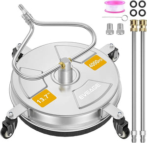 EVEAGE 2-in-1 Pressure Washer Surface Cleaner & Undercarriage Cleaner – 13.7" Stainless Steel with Extension Wands