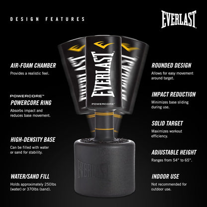 Everlast P00002200 Powercore Free Standing Ergonomic Indoor Home Gym Rounded Heavy Duty Fitness Training Boxing MMA Punching Bag - with One Size | Sold by Uncle Wiener's Wholesale