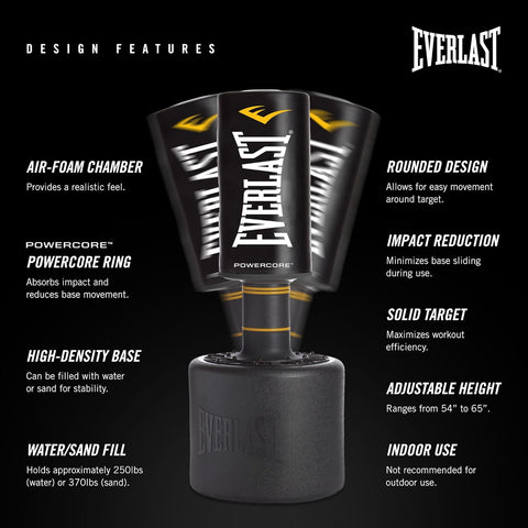 Everlast P00002200 Powercore Free Standing Ergonomic Indoor Home Gym Rounded Heavy Duty Fitness Training Boxing MMA Punching Bag - with One Size | Sold by Uncle Wiener's Wholesale