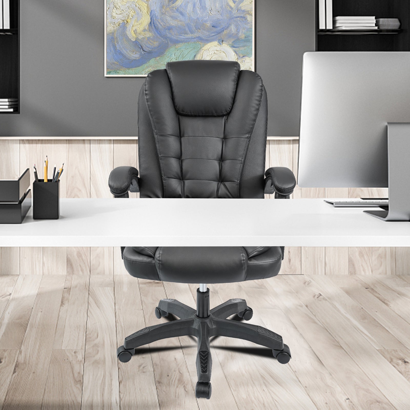Executive Reclining Office Chair – Front View

AMPC21 PU Leather Gaming Chair – Reclined

Ergonomic High-Back Office Chair – Side Angle

Swivel Recliner Chair – Home Office Setup

Adjustable Office Chair – PU Leather with Padded Arms