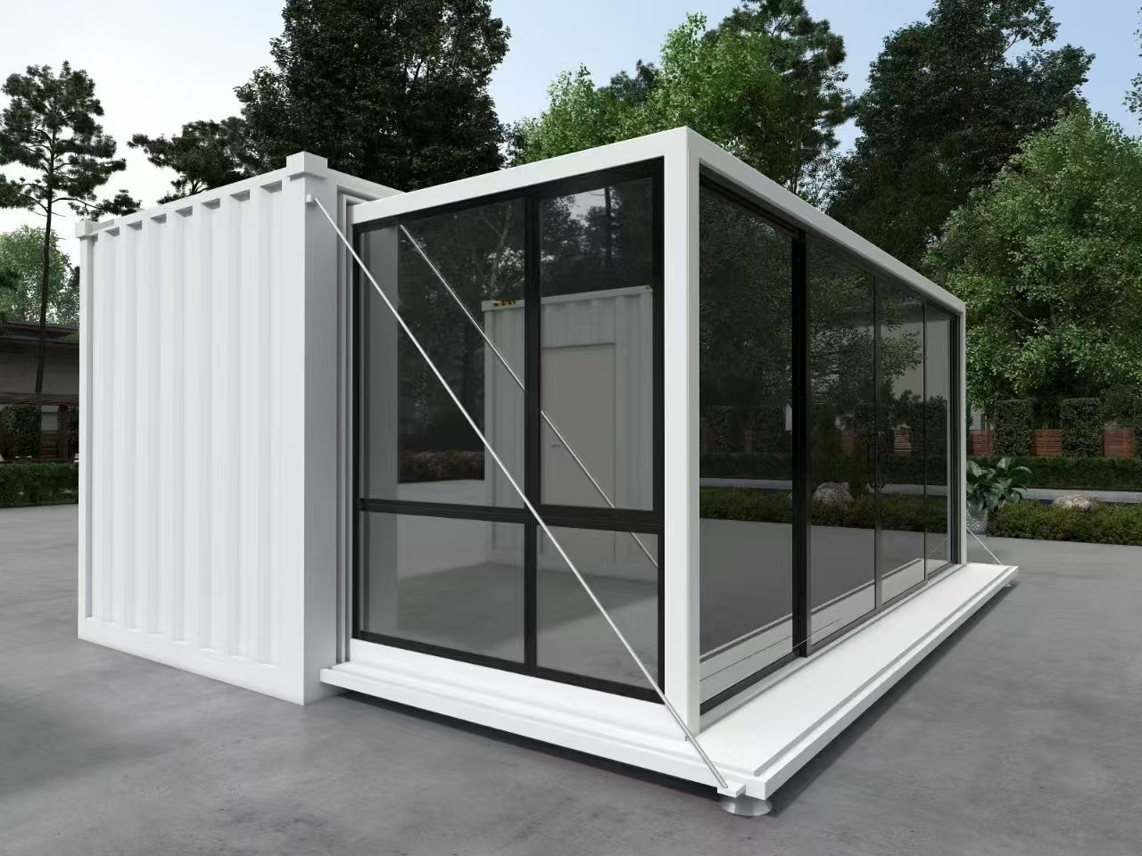 Expandable 20ft Glass Container Home with Kitchen & Bath – Modern High Cube Prefab Living Unit 25440112 - with | Sold by Uncle Wiener's Wholesale