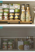 Expandable 3 - Tier Spice Rack Cabinet Organizer Set of 2 – Bamboo & Metal Shelf for Pantry & Kitchen – KCS016N01 - with | Sold by Uncle Wiener's Wholesale