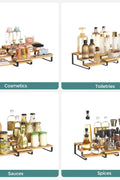 Expandable 3 - Tier Spice Rack Cabinet Organizer Set of 2 – Bamboo & Metal Shelf for Pantry & Kitchen – KCS016N01 - with | Sold by Uncle Wiener's Wholesale