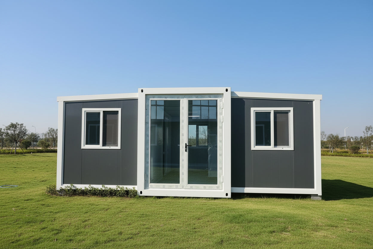 Expandable Container House 19.4 ft Modular Home 2 Bed 1 Bath Full Setup 110V 238931 - with | Sold by Uncle Wiener's Wholesale