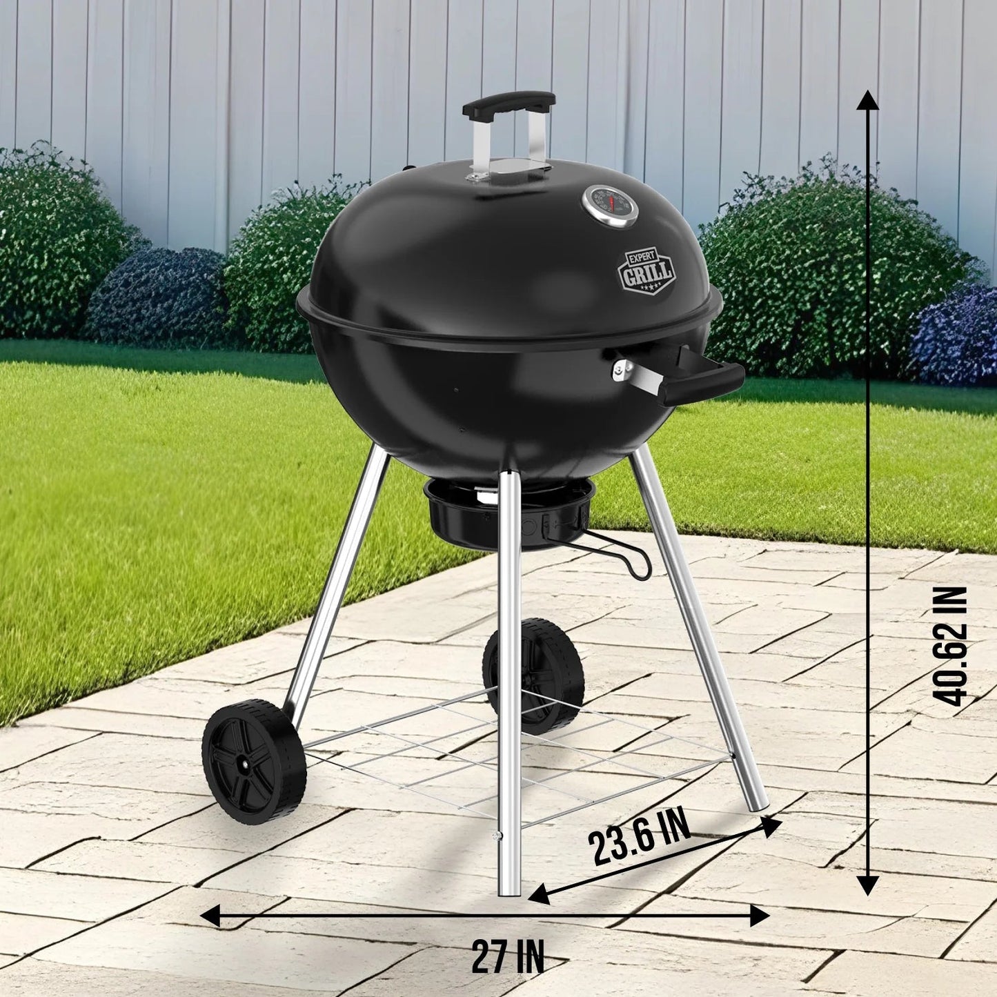 Expert Grill 22.5 Inch Charcoal Kettle Grill with 363 Sq. In. Cooking Area 44376299569 - with | Sold by Uncle Wiener's Wholesale
