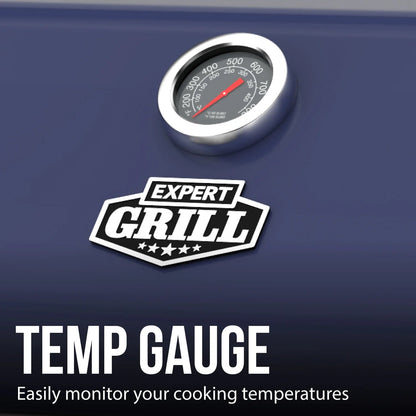 Expert Grill 4 - Burner Propane Gas Grill with Wheels and Side Burner, Blue 44376295479 - with | Sold by Uncle Wiener's Wholesale