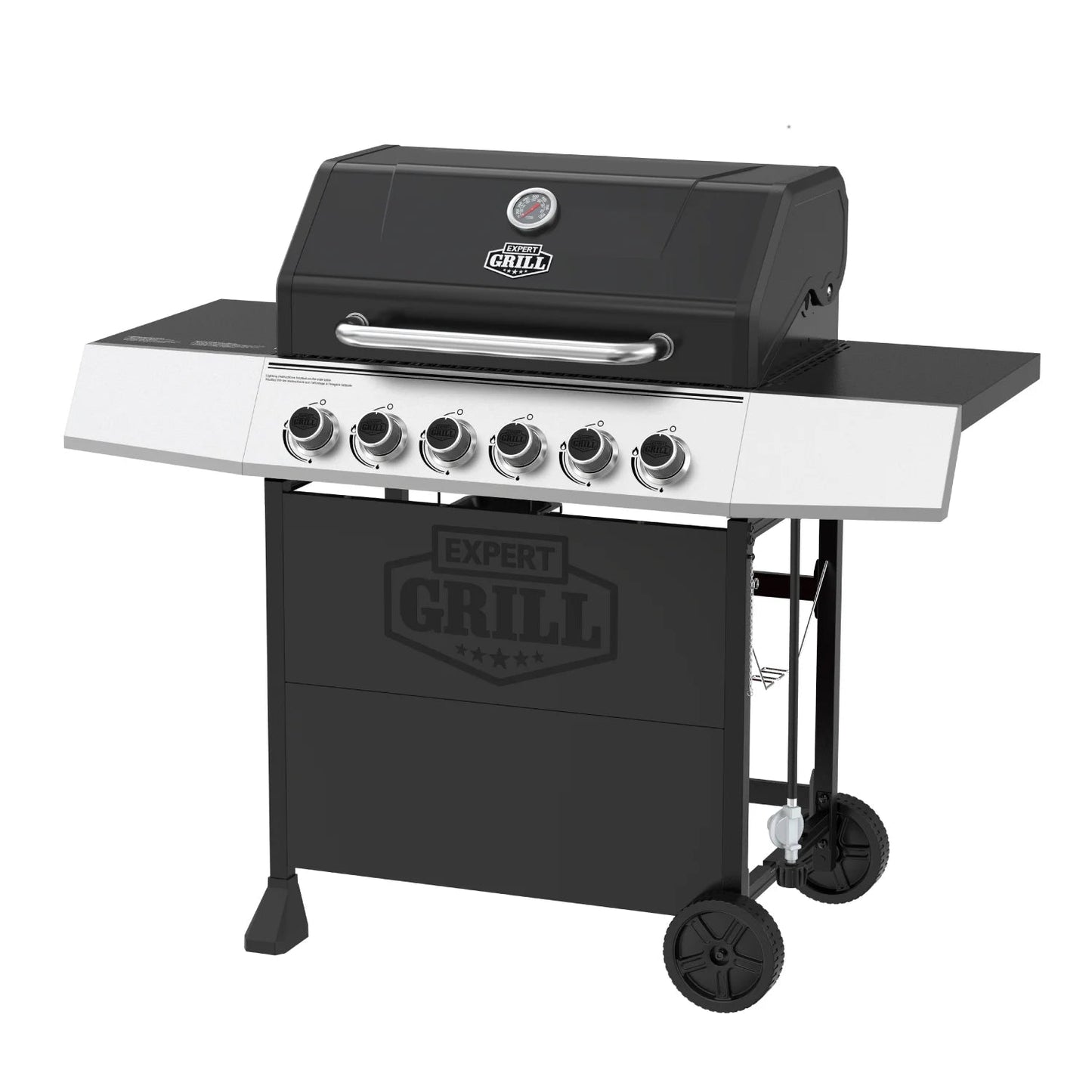 Expert Grill 6 - Burner Propane Gas Grill with Wheels, Black/Red - with Black | Sold by Uncle Wiener's Wholesale
