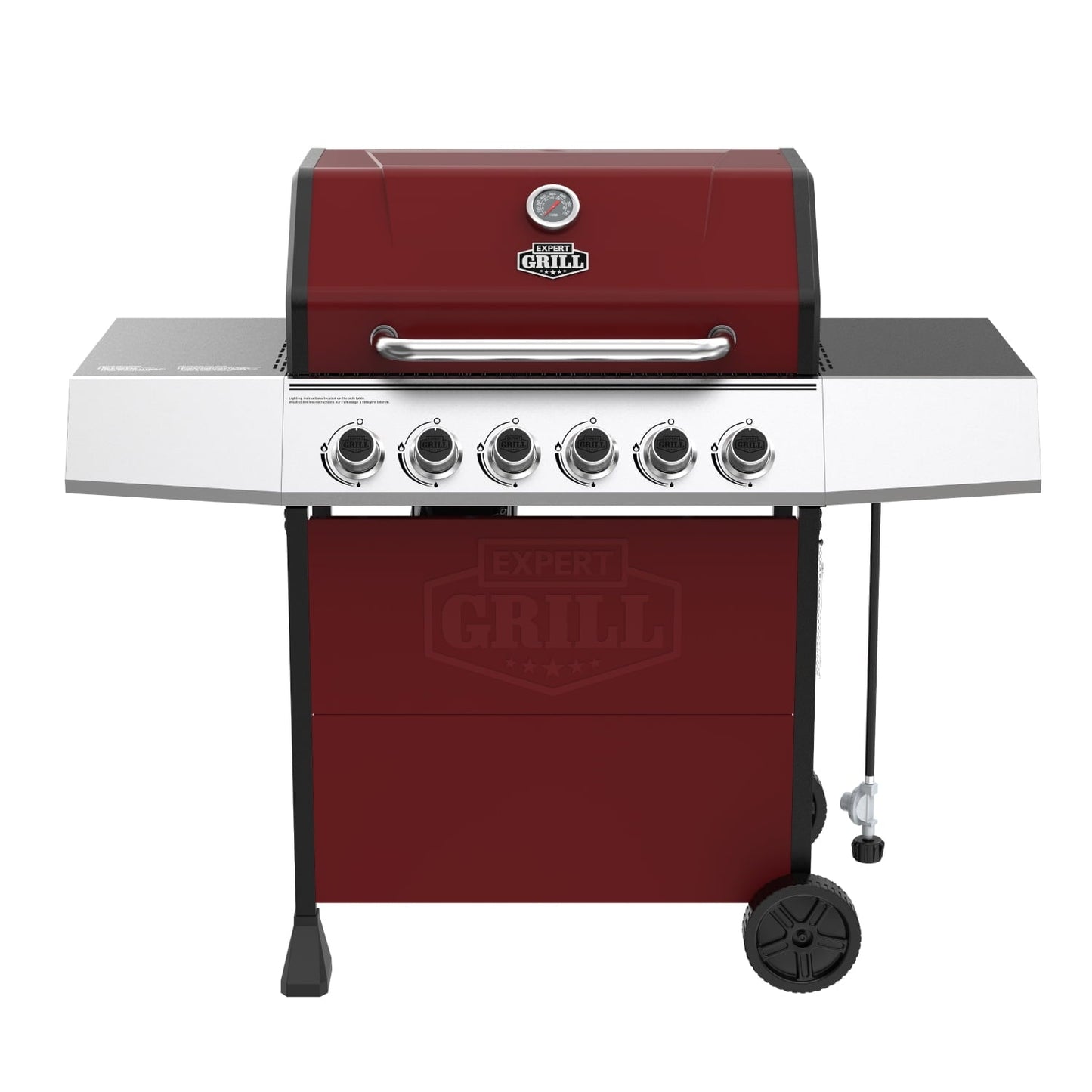Expert Grill 6 - Burner Propane Gas Grill with Wheels, Black/Red - with Black | Sold by Uncle Wiener's Wholesale