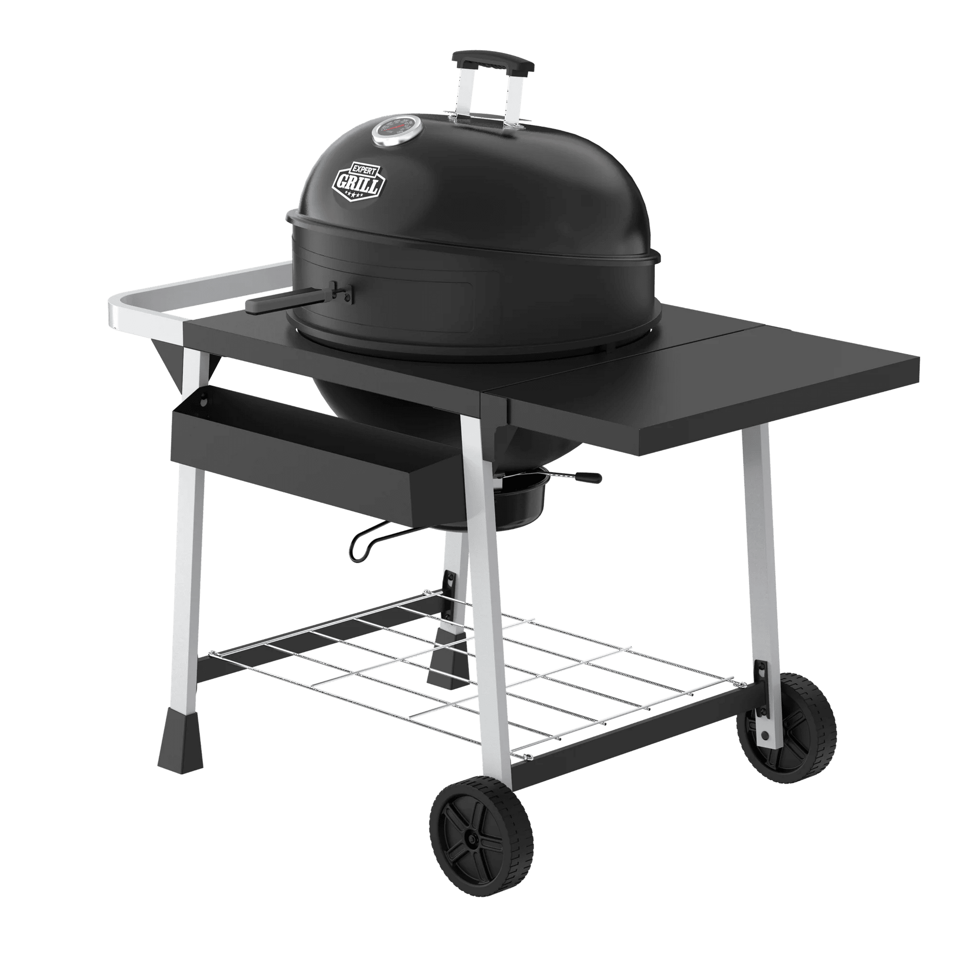 Expert Grill Kettle Charcoal Grill Cart with Pizza Stone and Warming Rack 22.5 Inch 44376299576 - with | Sold by Uncle Wiener's Wholesale