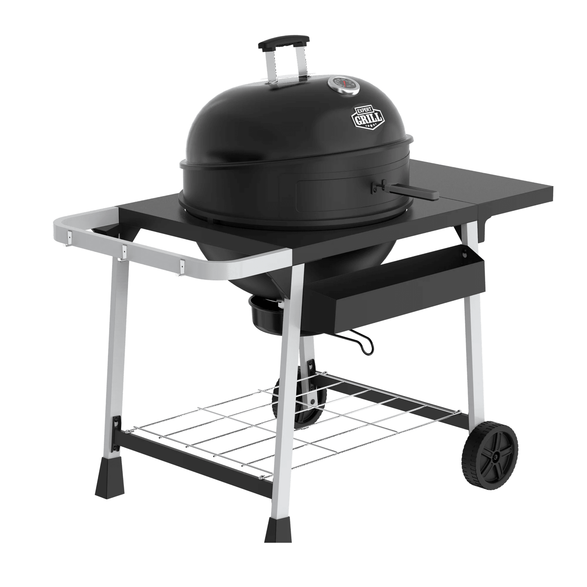 Expert Grill Kettle Charcoal Grill Cart with Pizza Stone and Warming Rack 22.5 Inch 44376299576 - with | Sold by Uncle Wiener's Wholesale