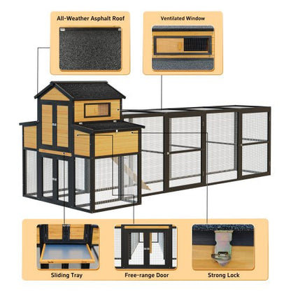 Extra - Large Wooden Chicken Coop – Nesting Box, Slide - Out Tray & Run, SKU: MSHRH1063 - General Equipment with Gray & White | Sold by Uncle Wiener's Wholesale