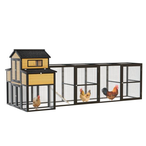 Extra - Large Wooden Chicken Coop – Nesting Box, Slide - Out Tray & Run, SKU: MSHRH1063 - General Equipment with Gray & White | Sold by Uncle Wiener's Wholesale