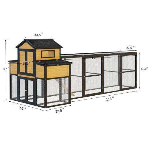 Extra - Large Wooden Chicken Coop – Nesting Box, Slide - Out Tray & Run, SKU: MSHRH1063 - General Equipment with Gray & White | Sold by Uncle Wiener's Wholesale