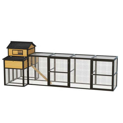 Extra - Large Wooden Chicken Coop – Nesting Box, Slide - Out Tray & Run, SKU: MSHRH1063 - General Equipment with Gray & White | Sold by Uncle Wiener's Wholesale