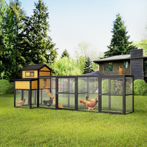 Extra - Large Wooden Chicken Coop – Nesting Box, Slide - Out Tray & Run, SKU: MSHRH1063 - General Equipment with Gray & White | Sold by Uncle Wiener's Wholesale