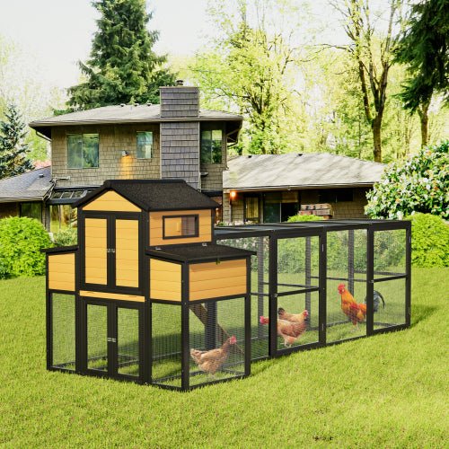 Extra - Large Wooden Chicken Coop – Nesting Box, Slide - Out Tray & Run, SKU: MSHRH1063 - General Equipment with Gray & White | Sold by Uncle Wiener's Wholesale