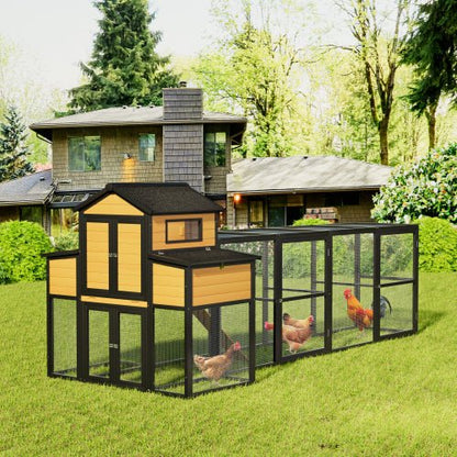 Extra - Large Wooden Chicken Coop – Nesting Box, Slide - Out Tray & Run, SKU: MSHRH1063 - General Equipment with Gray & White | Sold by Uncle Wiener's Wholesale