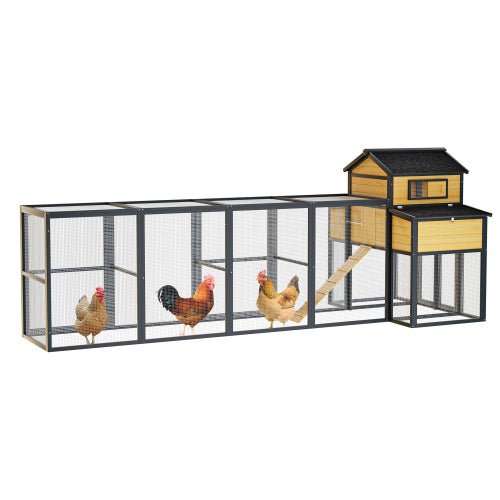 Extra - Large Wooden Chicken Coop – Nesting Box, Slide - Out Tray & Run, SKU: MSHRH1063 - General Equipment with Gray & White | Sold by Uncle Wiener's Wholesale