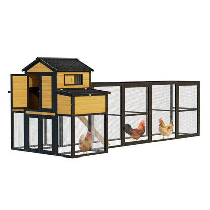 Extra - Large Wooden Chicken Coop – Nesting Box, Slide - Out Tray & Run, SKU: MSHRH1063 - General Equipment with Gray & White | Sold by Uncle Wiener's Wholesale