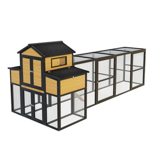 Extra - Large Wooden Chicken Coop – Nesting Box, Slide - Out Tray & Run, SKU: MSHRH1063 - General Equipment with Gray & White | Sold by Uncle Wiener's Wholesale