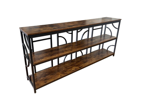 Extra‑Long Industrial Console Table 70.9″ W × 13.4″ D – Narrow 3‑Tier Sofa Table K2507 - with | Sold by Uncle Wiener's Wholesale