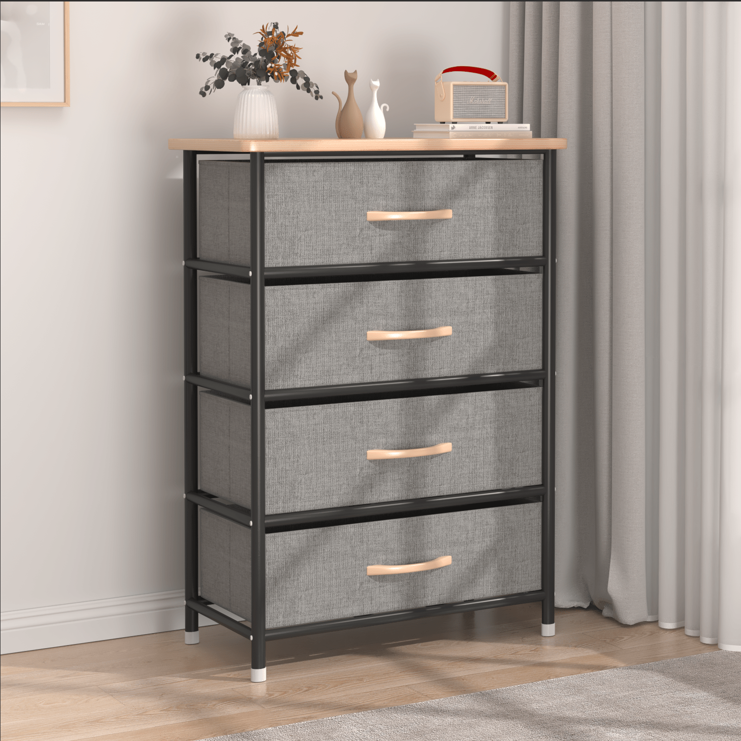Fabric Storage Dressers & Towers – 3 - Drawer, 4 - Drawer Narrow & Wide Organizers with Steel Frame & Fabric Bins - with 4 - Drawer Storage Rack / Fabric Dresser | Sold by Uncle Wiener's Wholesale
