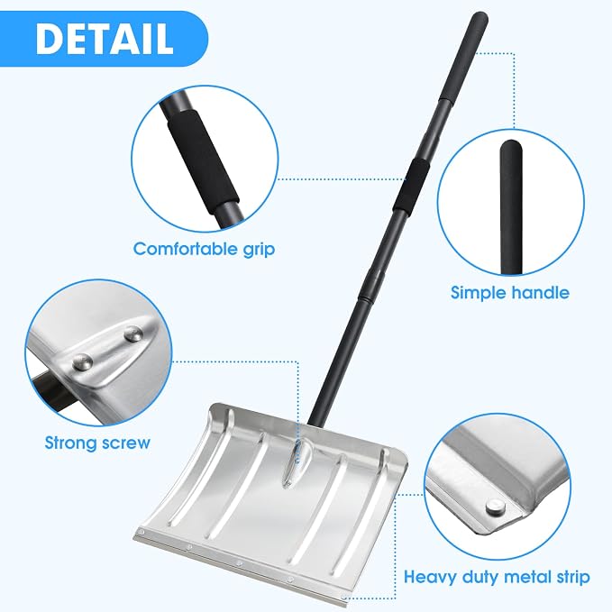 FactionGarden Heavy Duty Aluminum Snow Shovel – 53/66-Inch Adjustable Snow Removal Shovel for Driveways, Sidewalks, Garage & Garden - Garden & Landscaping with | Sold by Uncle Wiener's Wholesale