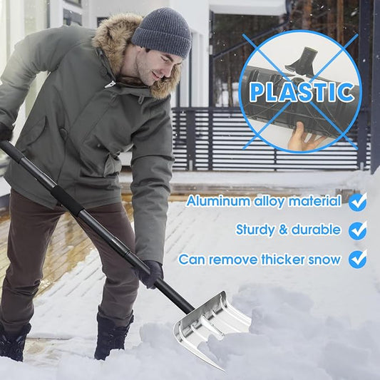 FactionGarden Heavy Duty Aluminum Snow Shovel – 53/66-Inch Adjustable Snow Removal Shovel for Driveways, Sidewalks, Garage & Garden - Garden & Landscaping with | Sold by Uncle Wiener's Wholesale