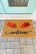 Fall “Welcome” Doormat with Maple Leaves – 26" x 36" FLWM2636 - with | Sold by Uncle Wiener's Wholesale