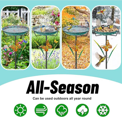 FaloStwer Metal Bird Bath for Outdoors – Decorative Blue Garden Birdbath with Removable Bowl, Heavy-Duty Iron Ground Stake, Butterfly Design, Outdoor Bird Feeder for Patio, Lawn & Backyard - Garden & Landscaping with | Sold by Uncle Wiener's Wholesale
