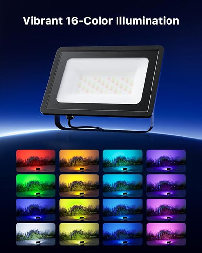 FALOVE 50W RGB LED Flood Lights 2-Pack – 16-Colour Outdoor Waterproof Colour-Changing Spotlights with Remote Control for Landscape, Garden & Holiday Lighting - Home decor with | Sold by Uncle Wiener's Wholesale