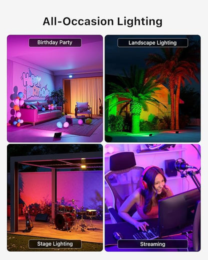 FALOVE 50W RGB LED Flood Lights 2-Pack – 16-Colour Outdoor Waterproof Colour-Changing Spotlights with Remote Control for Landscape, Garden & Holiday Lighting - Home decor with | Sold by Uncle Wiener's Wholesale