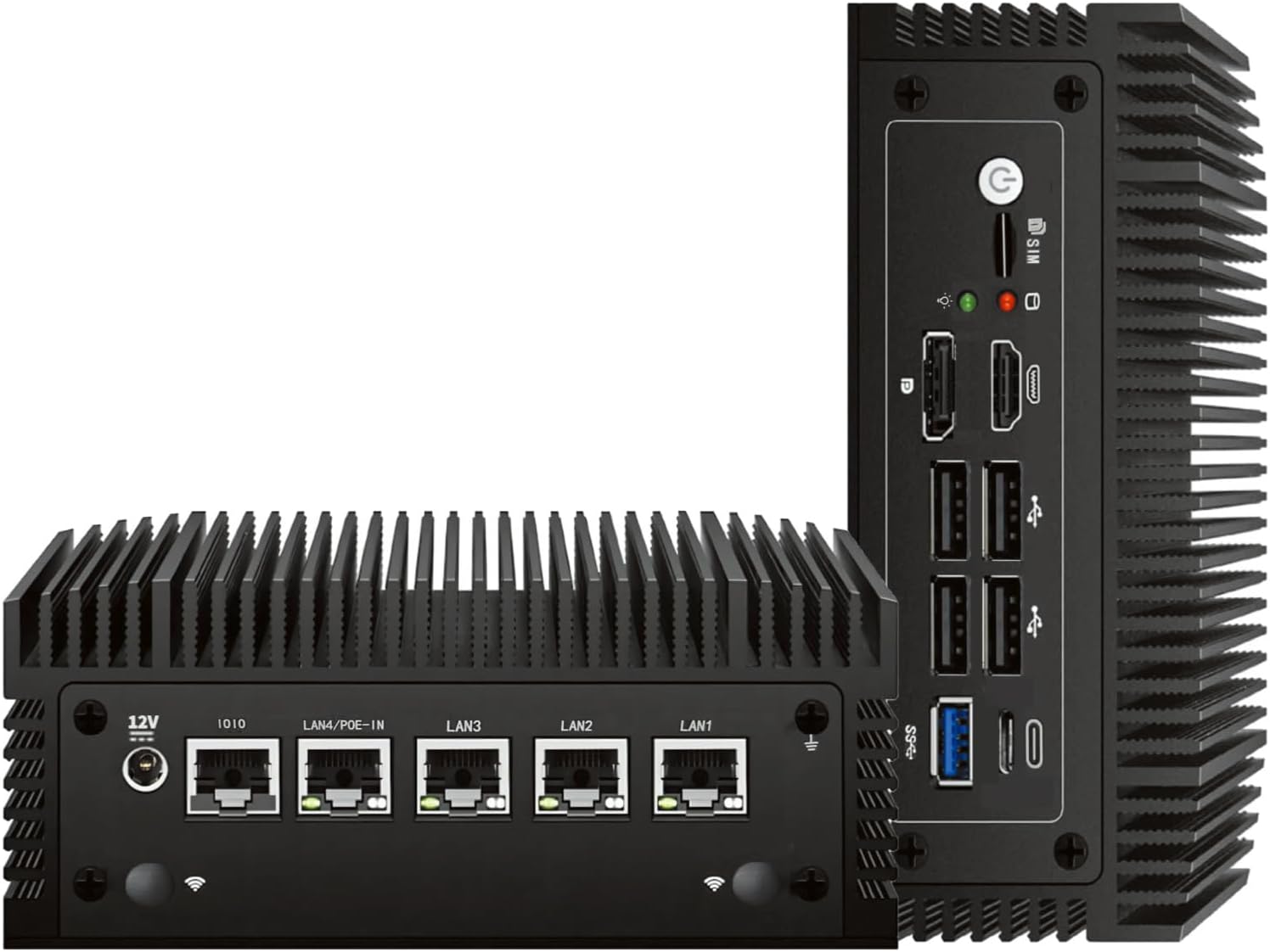 Fanless N100 Mini PC Micro Firewall Appliance, 4 * 2.5Gbe i225 LAN Ports Power Over Ethernet Mini Computer 16GB DDR4 RAM 512GB SATA SSD, USB - C/5*USB/SIM Slot/HD+DP/Home Network Pfsense Router - with N100 POE IN,16+512GB | Sold by Uncle Wiener's Wholesale