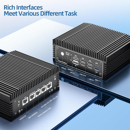 Fanless N100 Mini PC Micro Firewall Appliance, 4 * 2.5Gbe i225 LAN Ports Power Over Ethernet Mini Computer 16GB DDR4 RAM 512GB SATA SSD, USB - C/5*USB/SIM Slot/HD+DP/Home Network Pfsense Router - with N100 POE IN,16+512GB | Sold by Uncle Wiener's Wholesale