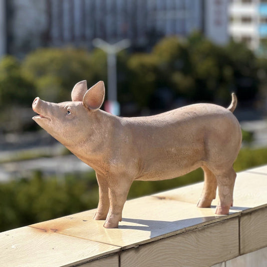 Farm Animal Resin Statues – Pig, Goose, Hen, Rooster Yard Decor Indoor Outdoor Rustic Garden Ornaments - with Resin Pig Statue | Sold by Uncle Wiener's Wholesale