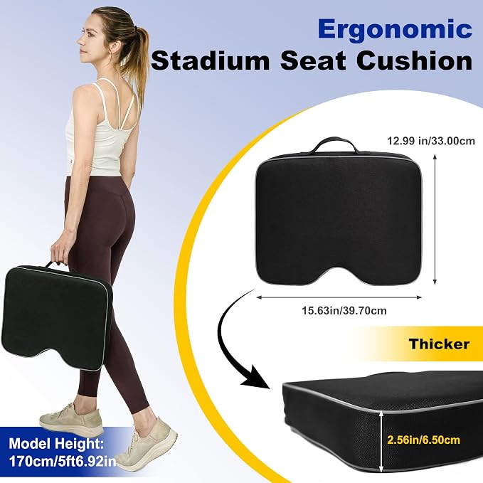 FASTMOMENT Portable Stadium Seat Cushions – 2.56" Thick Padded Bleacher Cushions with Carry Handles - General Equipment with 1 Cushion | Sold by Uncle Wiener's Wholesale