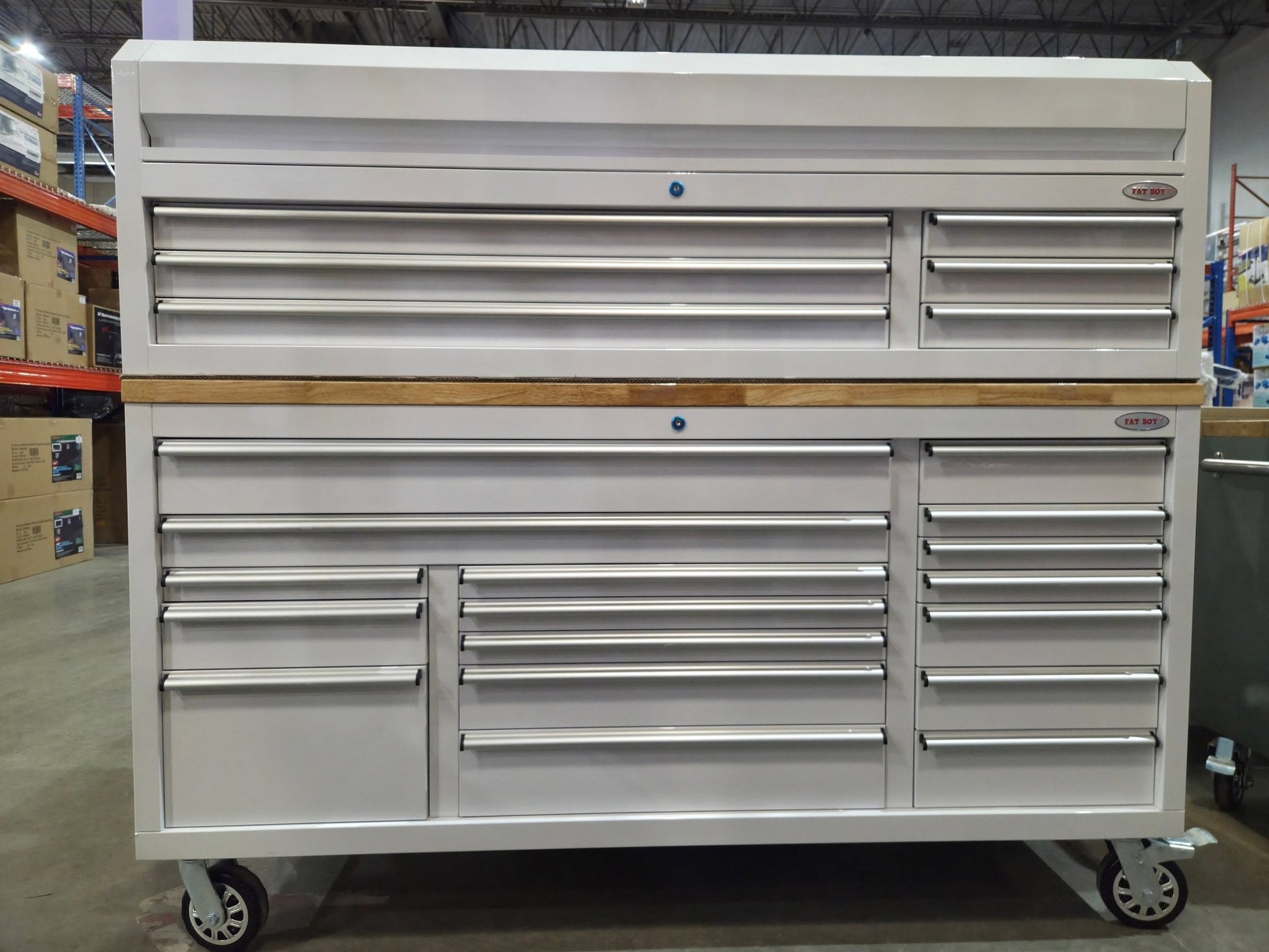 Fatboy 72" Upper Tool Chest – Heavy - Duty 6 Drawer Steel Tool Storage Cabinet with Flip - Up Lid - Hand Tools with 72" Upper Tool Chest – Dark Blue | Sold by Uncle Wiener's Wholesale