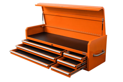 Fatboy 72" Upper Tool Chest – Heavy - Duty 6 Drawer Steel Tool Storage Cabinet with Flip - Up Lid - with 72" Upper Tool Chest – Orange | Sold by Uncle Wiener's Wholesale