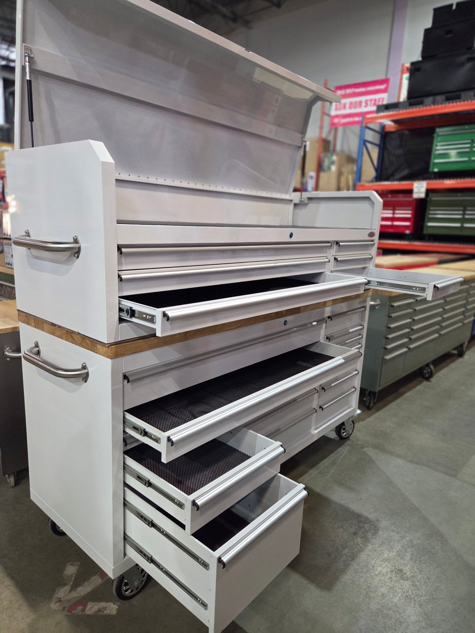 Fatboy 72" Upper Tool Chest – Heavy - Duty 6 Drawer Steel Tool Storage Cabinet with Flip - Up Lid - Hand Tools with 72" Upper Tool Chest – Dark Blue | Sold by Uncle Wiener's Wholesale