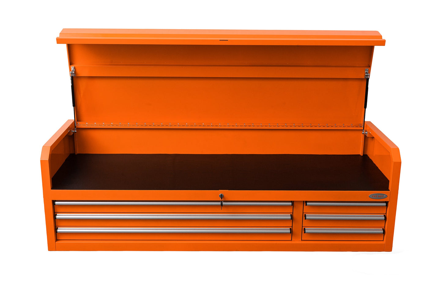 Fatboy 72" Upper Tool Chest – Heavy - Duty 6 Drawer Steel Tool Storage Cabinet with Flip - Up Lid - with 72" Upper Tool Chest – Orange | Sold by Uncle Wiener's Wholesale